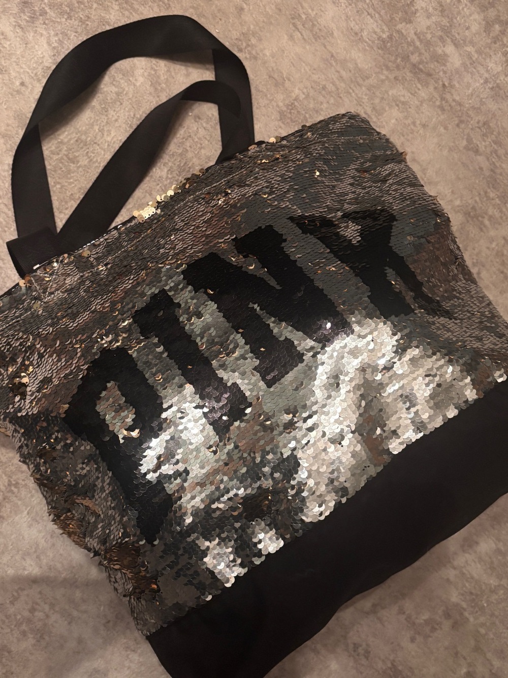 PINK Victoria's Secret Reversible Sequin Tote - Black & Silver